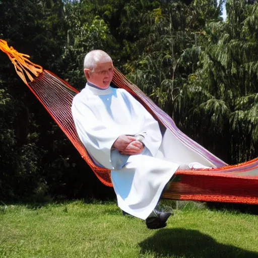 Image similar to priest on a hammock