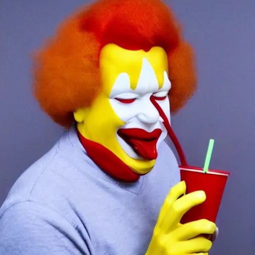 Image similar to ronald mcdonald puking vomiting