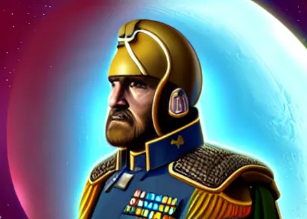 Image similar to Stellaris style portrait of a general from the Commonwealth of Man, digital art