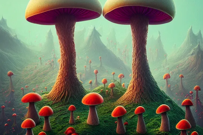 Prompt: a group of anthropomorphic mushroom circus performers portrait, Art Deco nature, fantasy, intricate art deco mushroom designs, elegant, highly detailed fractals, sharp focus, art by Artgerm and beeple and Greg Rutkowski and WLOP