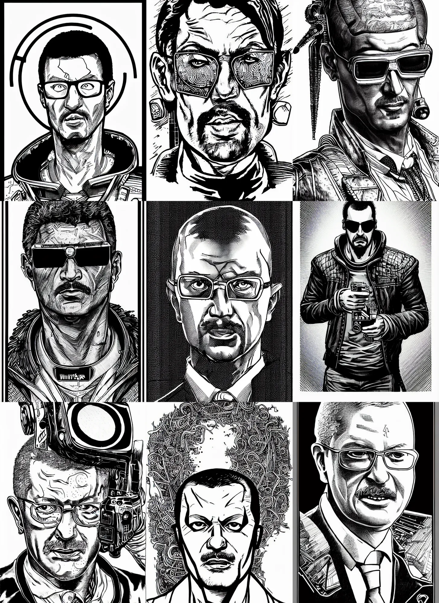 Prompt: kemal kilicdaroglu, portrait, cyberpunk 2 0 2 0 manual, by steampoweredmikej, inktober, ink drawing, black and white, coloring pages, manga, highly detailed