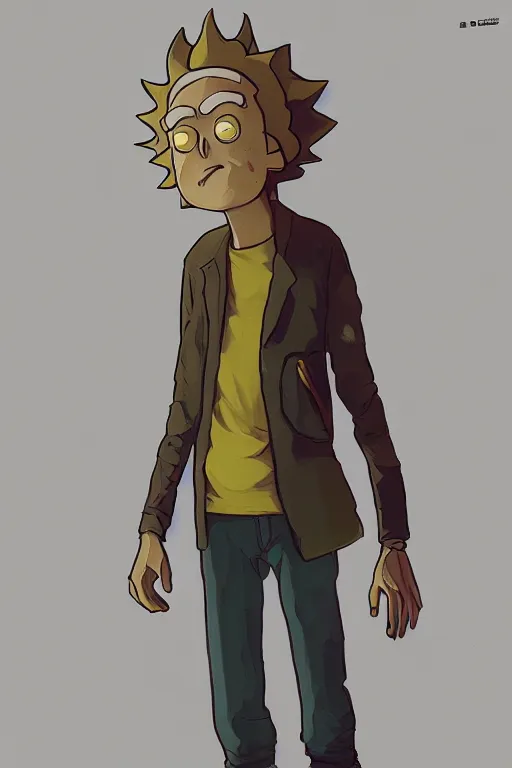 Image similar to A highly detailed full body portrait painting of Morty from Rick and Morty, Greg Rutkowski, trending on artstation