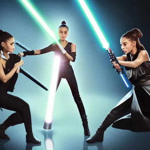 Image similar to Ariana Grande in star wars, light saber,. 8K resolution. award winning photography,