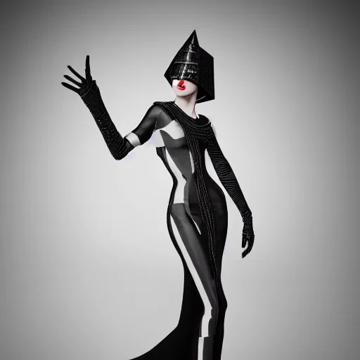 Prompt: evil modern minimalist queen inspired avant-garde art, deco fashion, highly detailed, photorealistic portrait, bright studio setting, studio lighting, crisp quality and light reflections, unreal engine 5 quality render