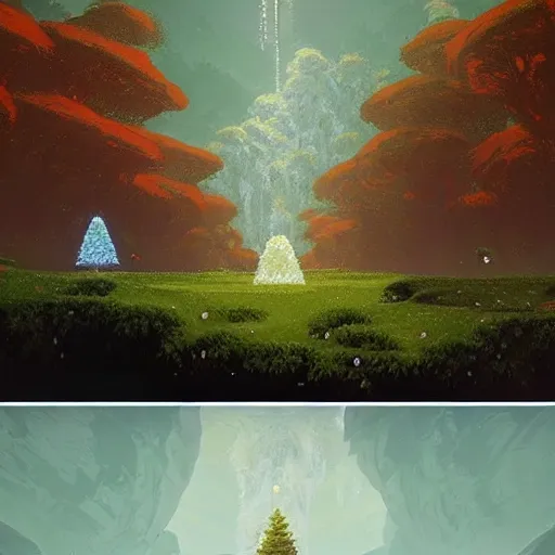 Image similar to 4k a large stone or crystal hovering and rotating above a forest stand from Terraria Game , Surrounded deep forest from terraria game by Craig Mullins, ilya kuvshinov, krenz cushart, epic , artgerm trending on artstation by Edward Hopper and Dan Mumford and WLOP and Rutkovsky, beksinski carl spitzweg moebius and tuomas kocar, intricate artwork by caravaggio, Unreal Engine 5, Lumen, Nanite