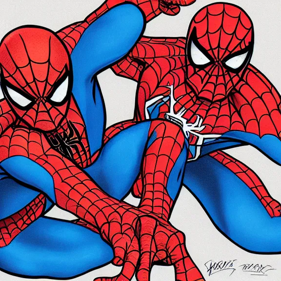 Two Spiderman Poiting At Each Other Cartoon High Stable Diffusion OpenArt