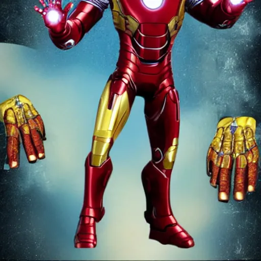 Image similar to iron man high fiving thanos