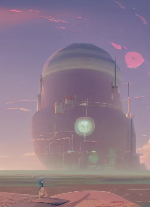 Image similar to giant nuclear plant shaped like a dragonfly, detailed, futuristic, cory loftis, james gilleard, atey ghailan, makoto shinkai, goro fujita, studio ghibli, rim light, exquisite lighting, clear focus, very coherent, plain background