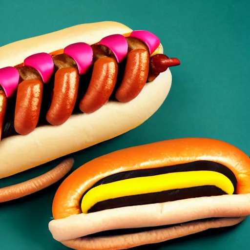 Image similar to a caterpillar shaped hotdog