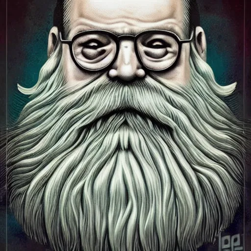 Prompt: old man white beard, synthesizer, notaes and clefs around him, lowbrow surrealistic, in the style of Mark Ryden,