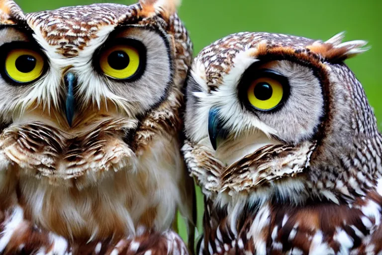 Image similar to owls looking directly into the focal point of the camera