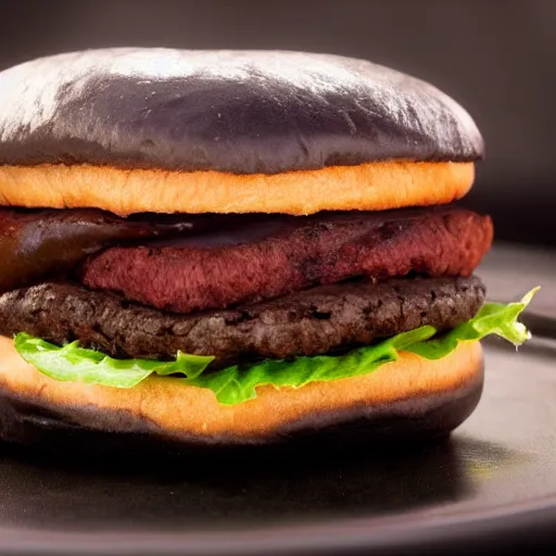 Image similar to a photo of a black hamburger