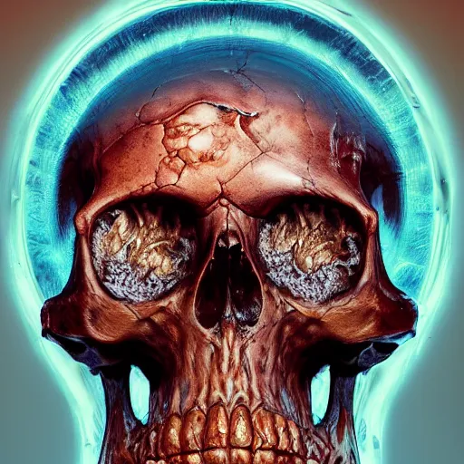 Image similar to portrait_of_a_melting_skull._intricate_abstract._intricate_artwork._by_Tooth_Wu_wlop_beeple_dan_mumford._octane_render_trending_on_artstat