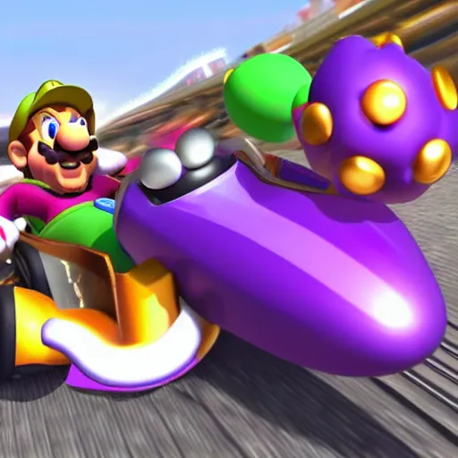 Image similar to thanos in mario kart