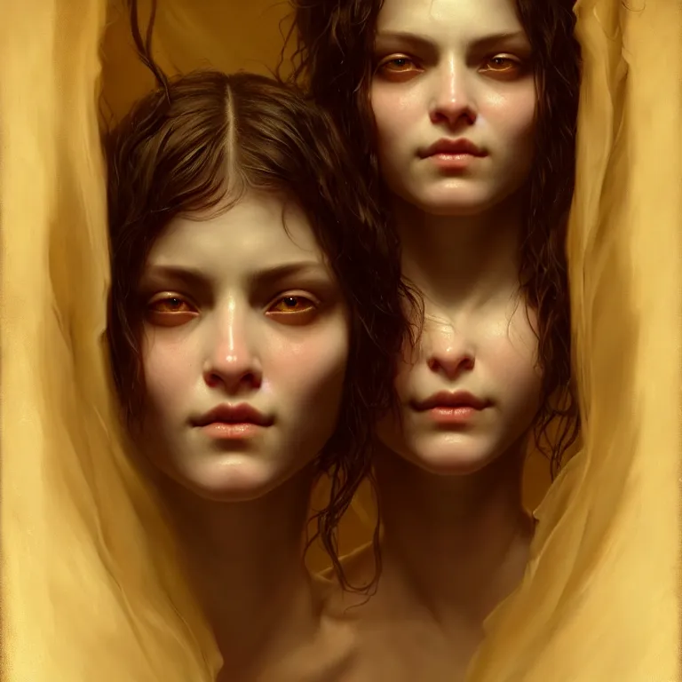 Image similar to epic professional symmetrical digital art of sweet realistic closed eyes, translucent skin, accent lighting, painted, intricate, detailed, cheery, fun, effervescent, by roberto ferri, epic, stunning, gorgeous, much wow, much detail, cinematic, masterpiece, unreal engine render