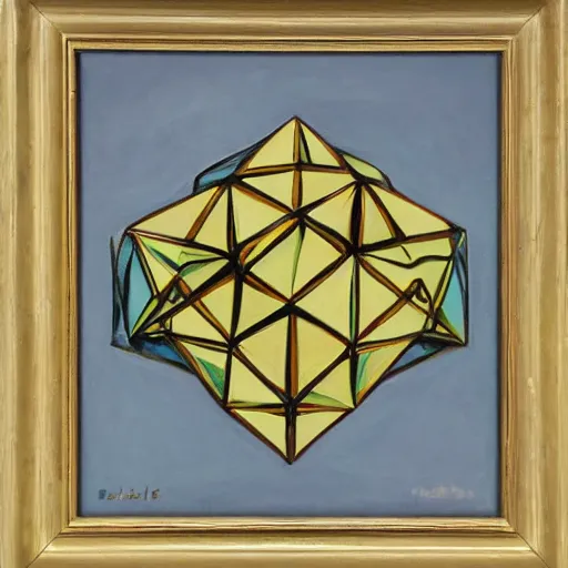 Prompt: a highly detailed and accurate oil painting of an icosahedron