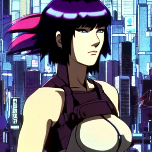 Image similar to Ghost in the Shell, GitS, perfect face, Asian face, ! Motoko Kusanagi !, film, adaptation, style anime, by Masamune Shirow