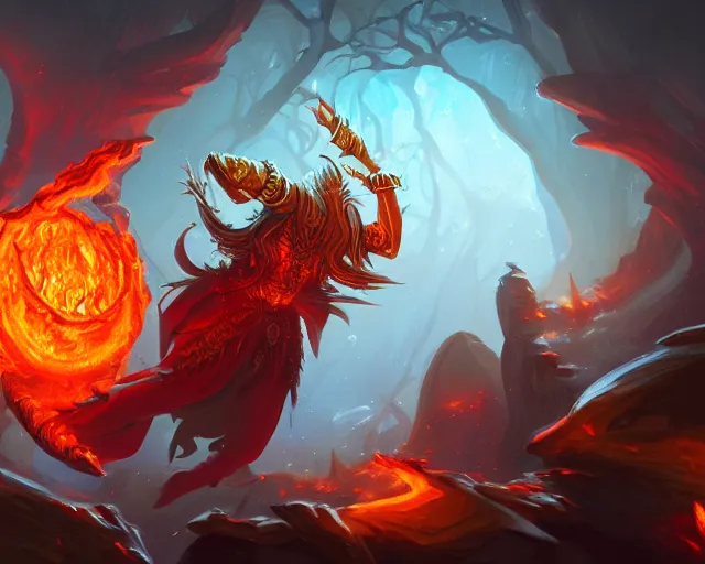 Image similar to fire spell, deep focus, d & d, fantasy, intricate, elegant, highly detailed, digital painting, artstation, concept art, matte, sharp focus, illustration, hearthstone,