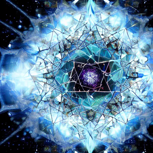 Image similar to quantum crystal which is maelstrom to other dimensions, satanic, demonic, doom, masterpiece, trending on x, 4 k