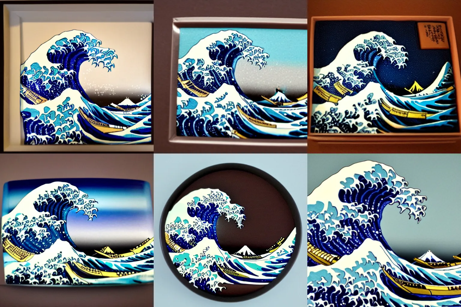 Prompt: the great wave off kanagawa in chocolate