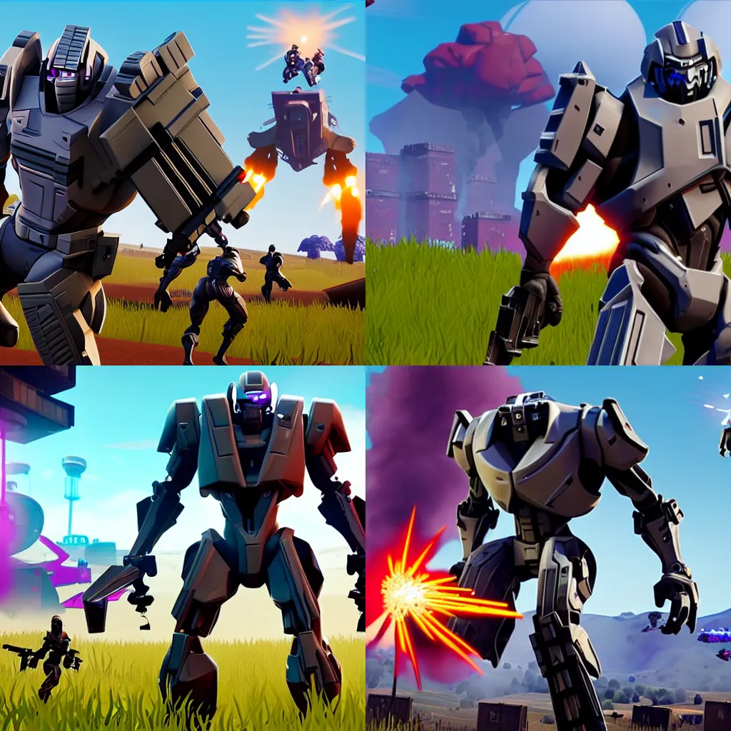 Prompt: Megatron (((yelling))) in Fortnite