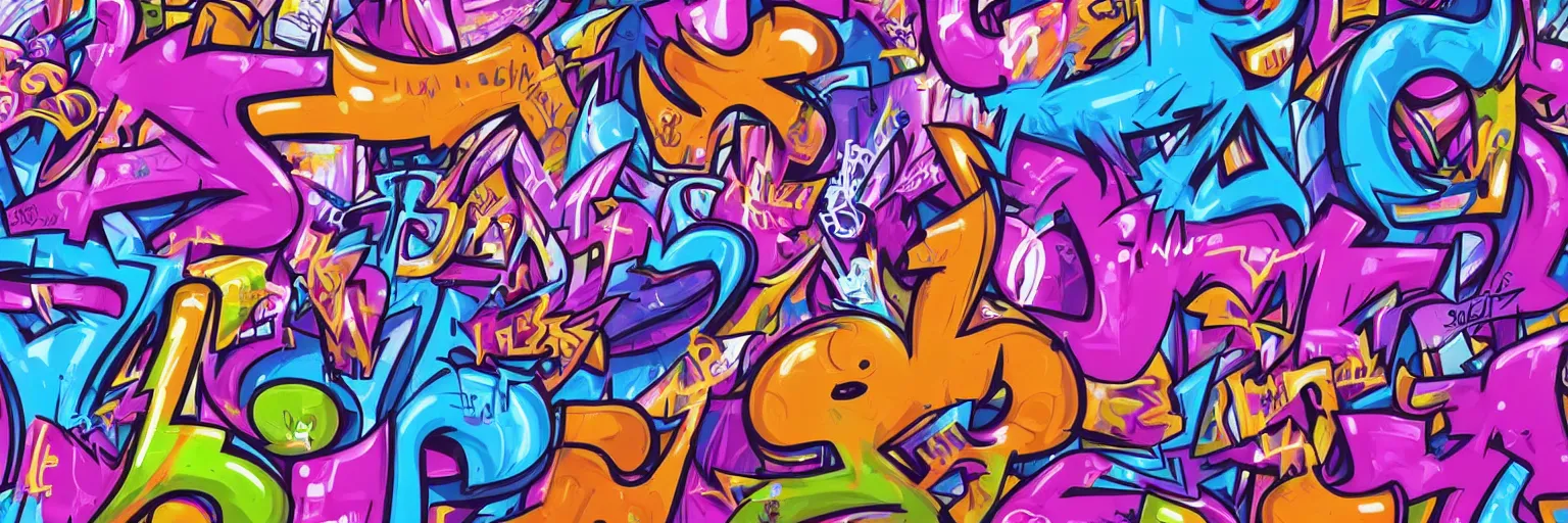 Image similar to graffiti letters, graffiti writing, graffiti, graffiti characters, highly detailed, digital painting, artstation, concept art, sharp focus, illustration, by lisa frank