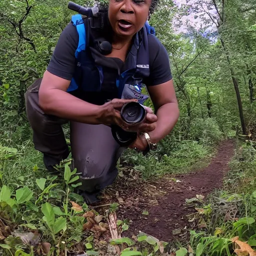 Prompt: Lori Lightfoot trail cam footage