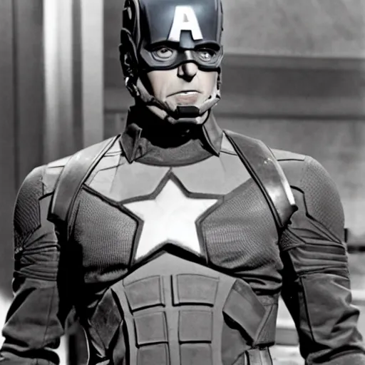 Image similar to Leslie Nielsen as captain america