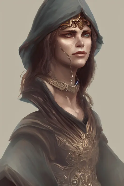 Image similar to character concept art of a medieval fantasy human, extremely detailed, beautiful, focus, portrait, digital painting, artstation, deviantart, behance, cinematic, dof