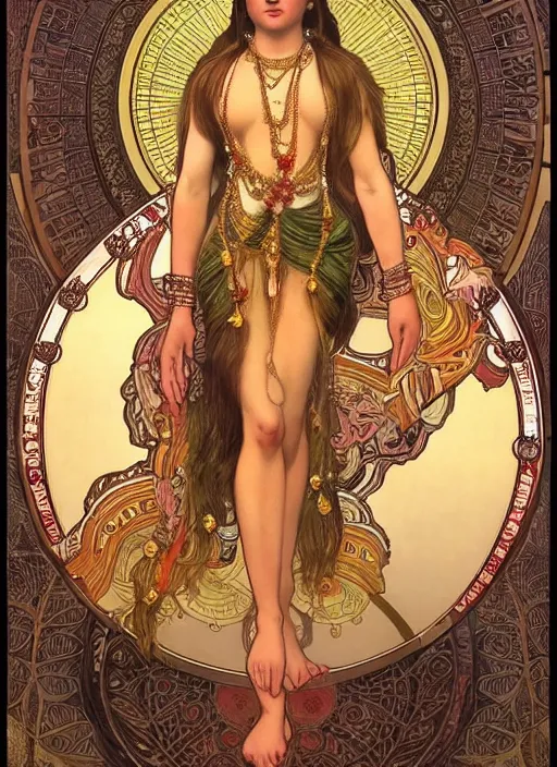 Prompt: a fully dressed!!! portrait of beautiful ornated hanuman!!!! god with flowing medium hair, soft facial features, kind appearence, digital art by alphonse mucha, inspired by krishen khanna and madhvi parekh, symmetrical body, artgerm, portrait, muted color scheme, highly detailed, outrun art style