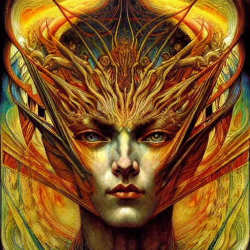 Image similar to Divine Chaos Engine by Karol Bak, Jean Delville, William Blake, and Vincent Van Gogh