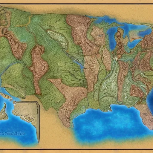 Prompt: A fantasy style map of the USA