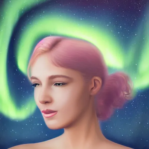 Image similar to the girl that dreams with the auroras, ultra detailed portrait