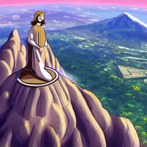 Image similar to Christ the Redeemer smiling, animation, anime, cartoon, concept art