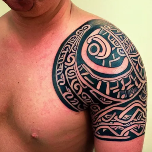 Image similar to a traditional maori tattoo on lsd