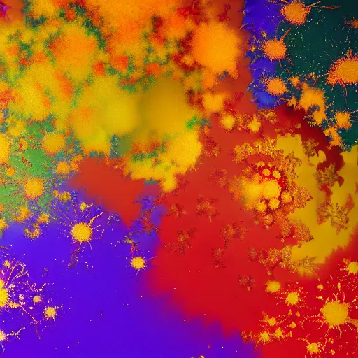 Prompt: color powder explosion on top of baroque renaissance painting, particles, fine detail, damien hirst and jackson pollock and james jean, golden ratio, fractal, sharp focus, artstation