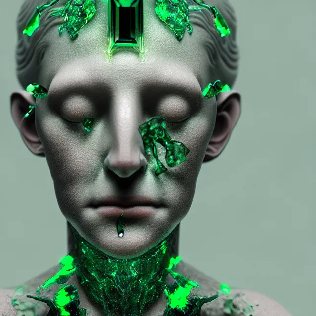 Prompt: a striking! render of ethereal beings made of emerald, agate, and smoky gray quartz, new age artwork, octane, houdini, 8 k, cgsociety, intricately detailed, wyrd, eerie, liminal