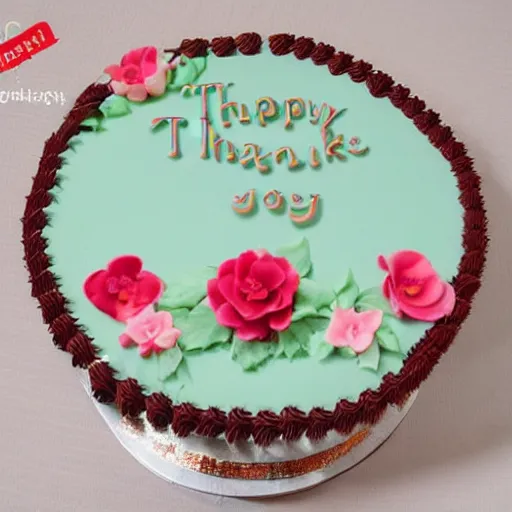 Image similar to Photograph of a thank you cake. Highly realistic. Highly detailed. High resolution. 4k. 8k