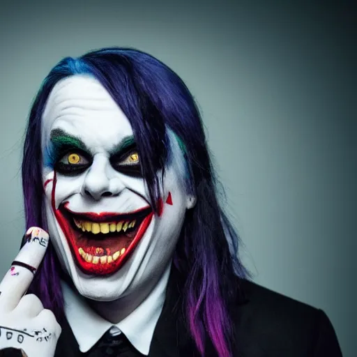 Image similar to billie eilish as a joker 4k