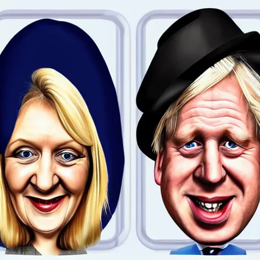 Image similar to Caricature portraits boris johnson and liz truss