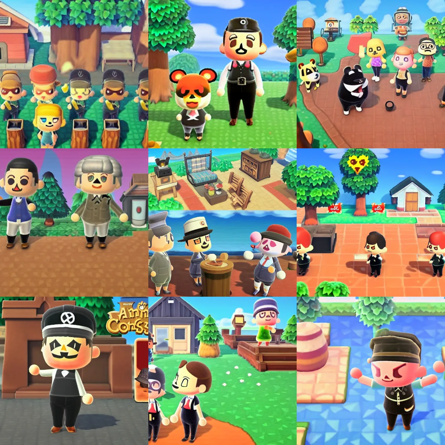 Prompt: hitler as a character in animal crossing new horizons