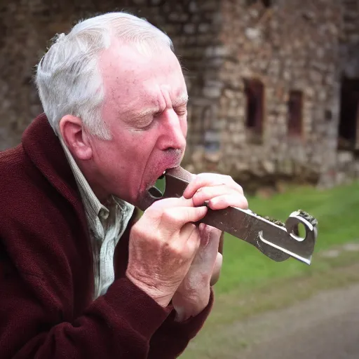 Image similar to an old english man licks a key, canon eos