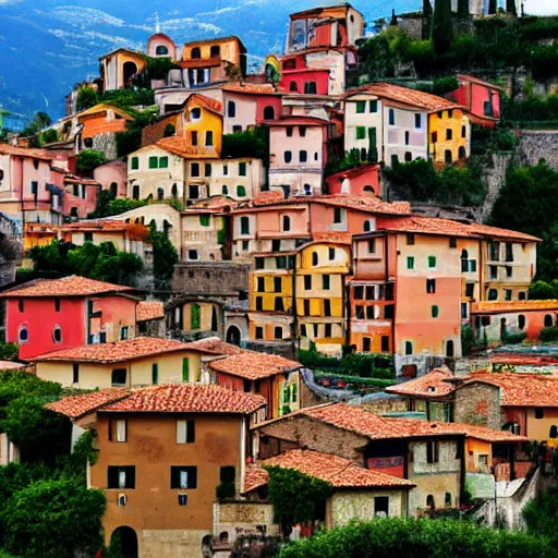 Prompt: surreal italian village