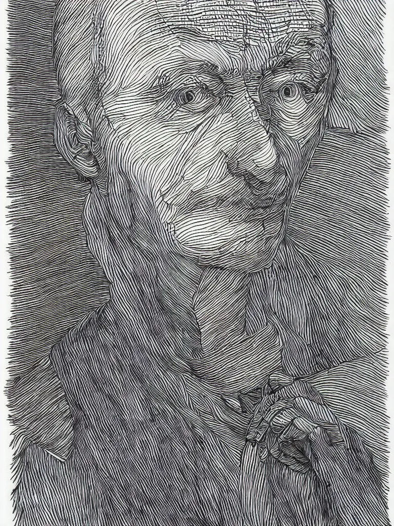 Image similar to wire lineart lineography bold lines portrait of hermann hesse.