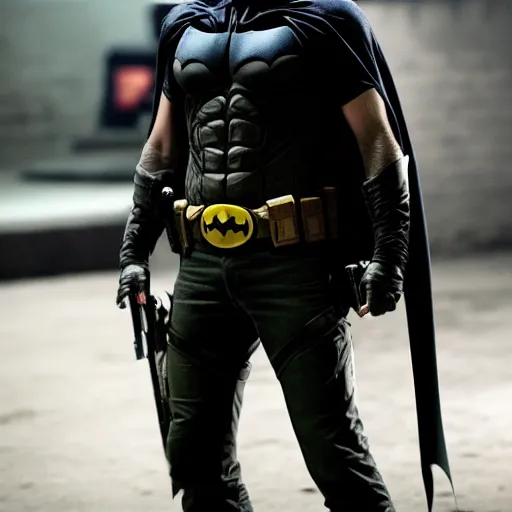 Prompt: Film still of Rick Grimes as Batman, from The Walking Dead (2010 TV Show)