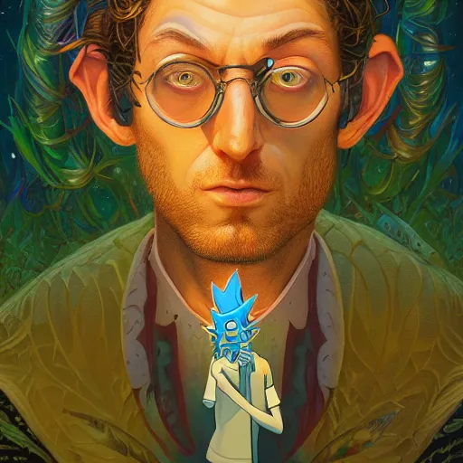Image similar to lucky pixel god portrait by gaston bussierre and charles vess and james jean and erik jones and rhads, inspired by rick and morty, epic, funny, huge scale, beautiful fine face features, intricate high details, sharp, ultradetailed