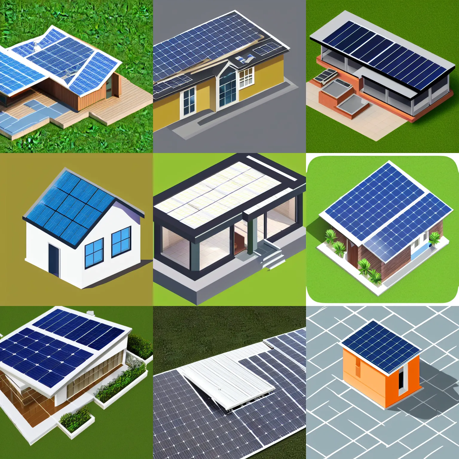 Prompt: webdesign icon for photovoltaic roof house, isometric