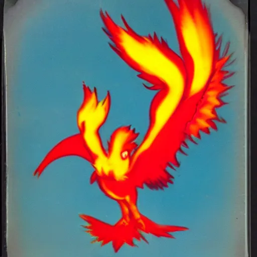 Prompt: 1 9 5 0 s polaroid picture of moltres