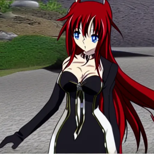 Image similar to a screenshot of rias from high school dxd