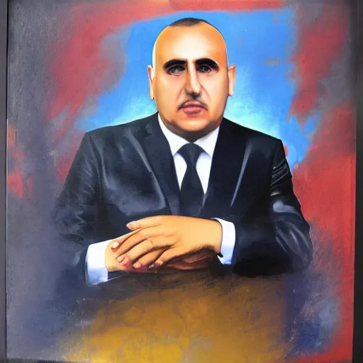 Image similar to matte portrait painting of bulgarian prime minister boyko borissov
